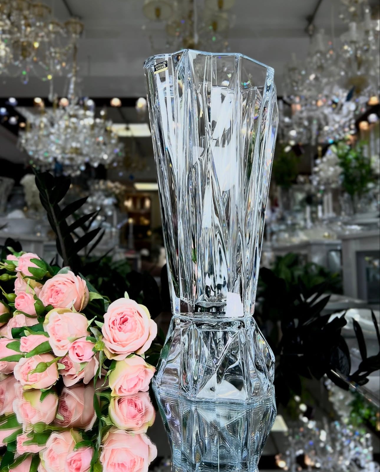 Vazo kristali me fron 38cm Bohemia Crystals “Engima”