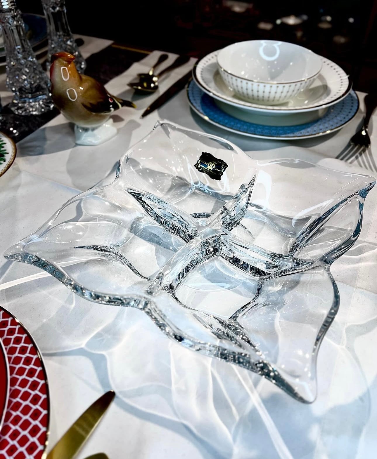Mbajtese frutash te thata kristali me 4 ndarje “Florale” Bohemia Crystals