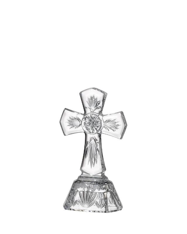 Kryq kristali 17.5cm me bazament te gdhendur Bohemia Crystals