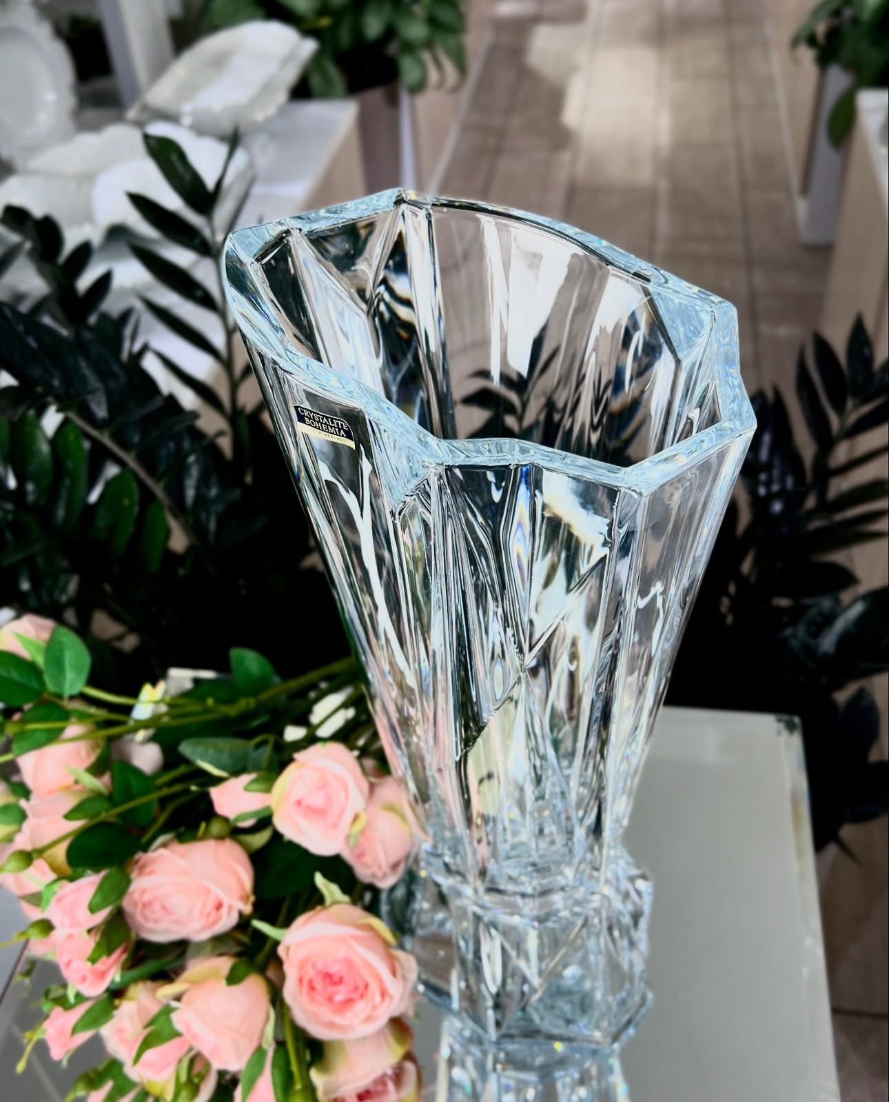 Vazo kristali me fron 38cm Bohemia Crystals “Engima”