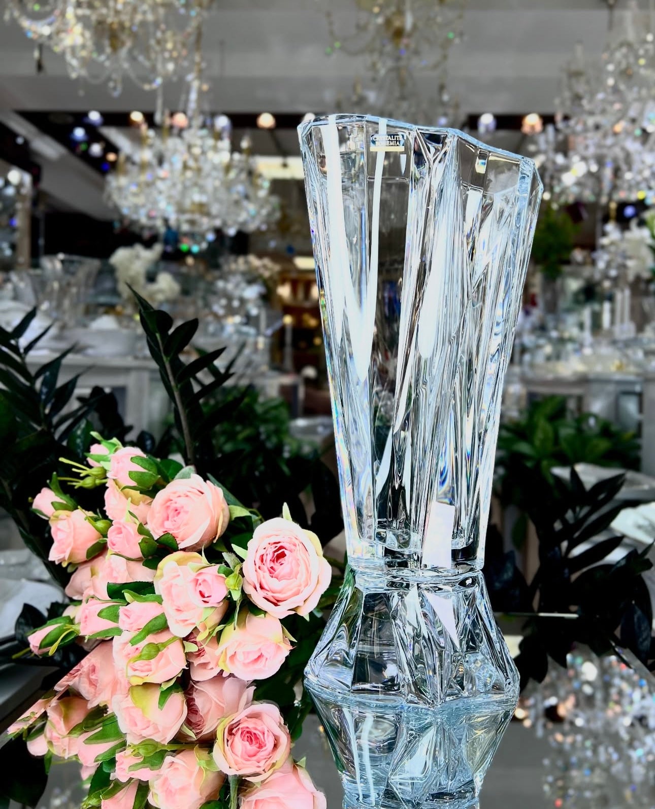 Vazo kristali me fron 38cm Bohemia Crystals “Engima”