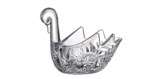 Mbajtese kristali ne forme mjellme 18cm me gdhendje "Swan" Bohemia Crystal