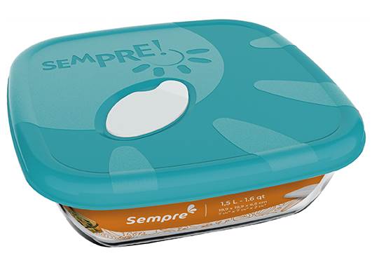 Tave pjekie qelqi me kapak hermetik 1.5L "Nadir Sempre" 6311
