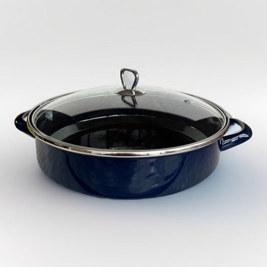 Tave rrethore me doreza dhe kapak 28cm e emaluar 7163128