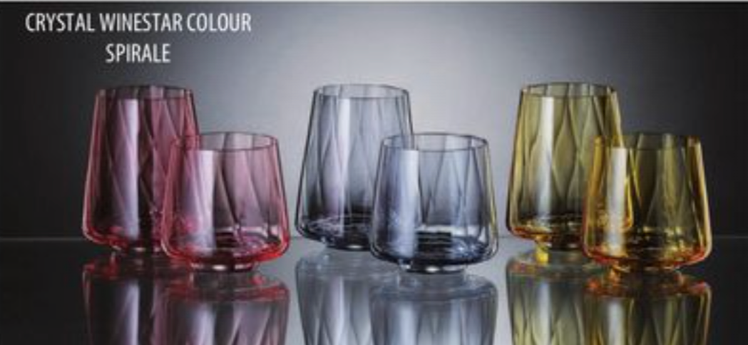 Gote kristali 350ml "Winestar Spirale" Royal Bohemia Blue/Pink/Amber